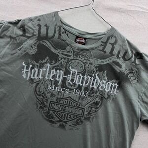 Harley Davidson Cowboy's Alamo City San Antonio T-Shirt Green 2XL R.K. Stratman